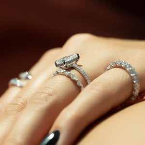 The Low Profile Kamellie Set With A 1.5 Carat Radiant 14K White Gold Lab Diamond