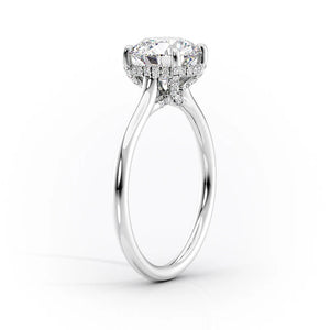 The Ellie Set With A 1 Carat E. Cushion 14K Rose Gold Lab Diamond