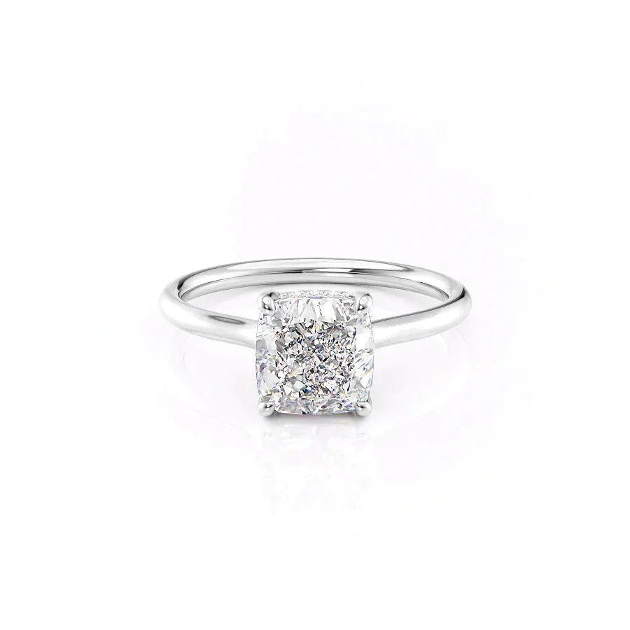 The Ellie Set With A 1 Carat Cushion 18K White Gold Lab Diamond