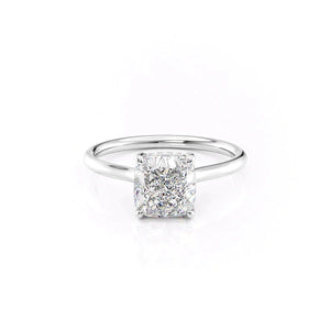 The Ellie Set  With A 5 Carat Cushion 14K White Gold Moissanite