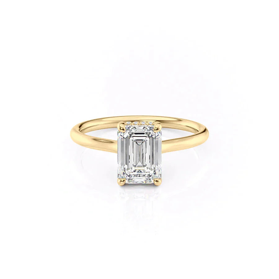 The Ellie Set  With A 4.5 Carat Emerald 14K Yellow Gold Moissanite