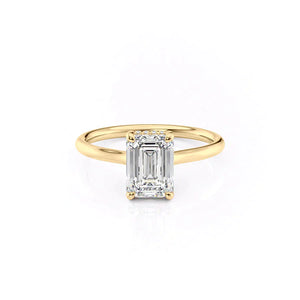 The Ellie Set  With A 3 Carat Emerald 18K Yellow Gold Moissanite