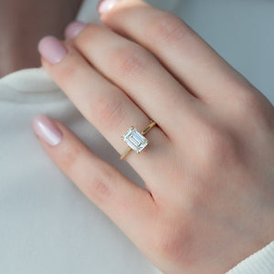 The Ellie Set With A 3 Carat Emerald 18K Yellow Gold Lab Diamond