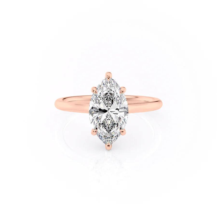 The Hidden Halo Penelope Set With A 2.5 Carat Marquise 14K Rose Gold Lab Diamond