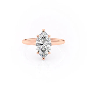 The Hidden Halo Penelope Set With A 2.5 Carat Marquise 14K Rose Gold Lab Diamond