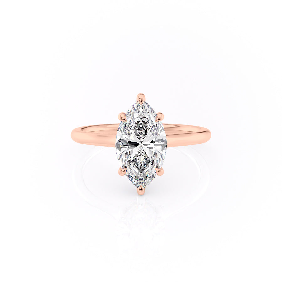 The Ellie Set With A 1 Carat Marquise 14K Rose Gold Lab Diamond