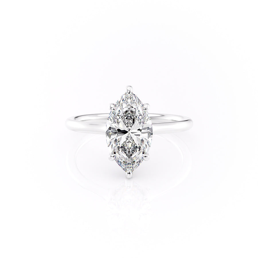 The Ellie Set With A 3 Carat Marquise 14K White Gold Lab Diamond