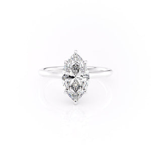 The Ellie Set With A 3 Carat Marquise 18K White Gold Lab Diamond