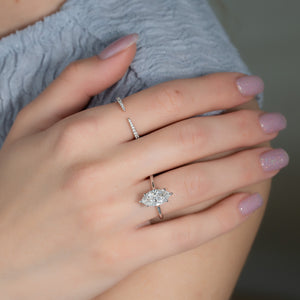 The Ellie Set With A 1 Carat Marquise 14K White Gold Lab Diamond