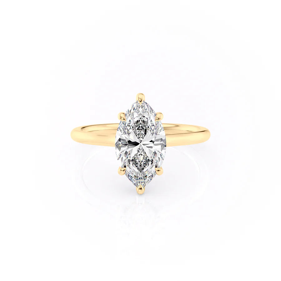 The Hidden Halo Penelope Set With A 2.5 Carat Marquise 14K Yellow Gold Lab Diamond