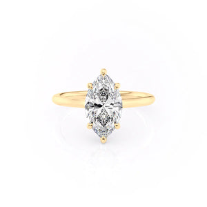 The Hidden Halo Penelope Set With A 2.5 Carat Marquise 14K Yellow Gold Lab Diamond