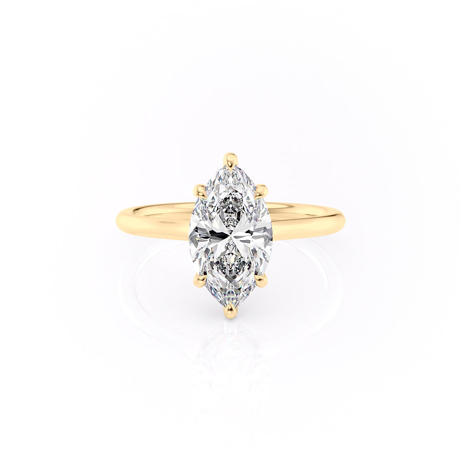 The Ellie Set With A 1 Carat Marquise 14K Yellow Gold Lab Diamond