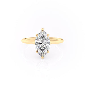 The Ellie Set With A 2 Carat Marquise 14K Yellow Gold Lab Diamond