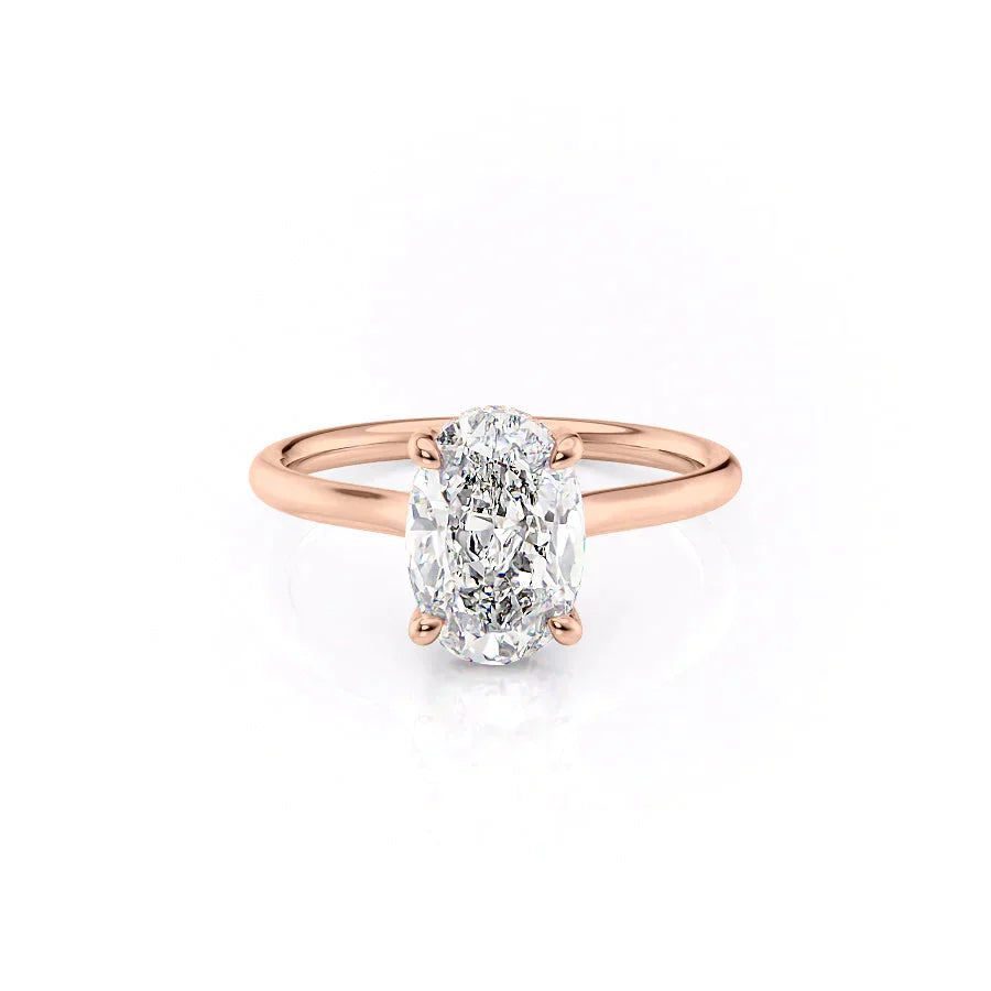 The Ellie Set  With A 2.5 Carat Oval 14K Rose Gold Moissanite