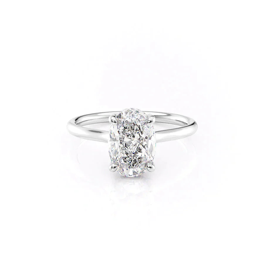 The Ellie Set  With A 1.5 Carat Oval 18K White Gold Moissanite