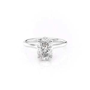 The Ellie Set With A 2.5 Carat Oval 18K White Gold Lab Diamond