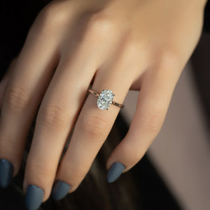 The Ellie Set With A 1 Carat Oval 14K White Gold Lab Diamond