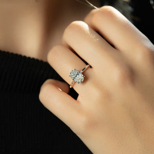 The Ellie Set With A 1 Carat Oval 14K White Gold Lab Diamond