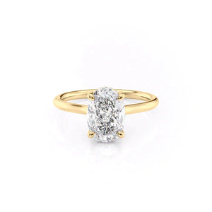 The Ellie Set With A 2 Carat Oval 18K Yellow Gold Lab Diamond