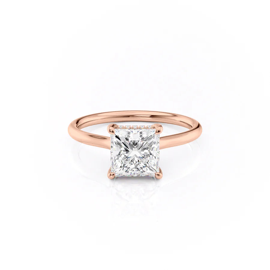 The Ellie Set With A 2 Carat Princess 18K Rose Gold Lab Diamond