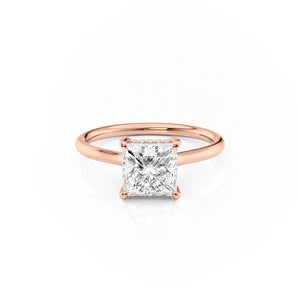 The Ellie Set With A 2 Carat Princess 18K Rose Gold Lab Diamond