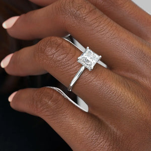 The Ellie Set  With A 4 Carat Princess 18K White Gold Moissanite