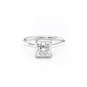 The Ellie Set  With A 5 Carat Princess 14K White Gold Moissanite