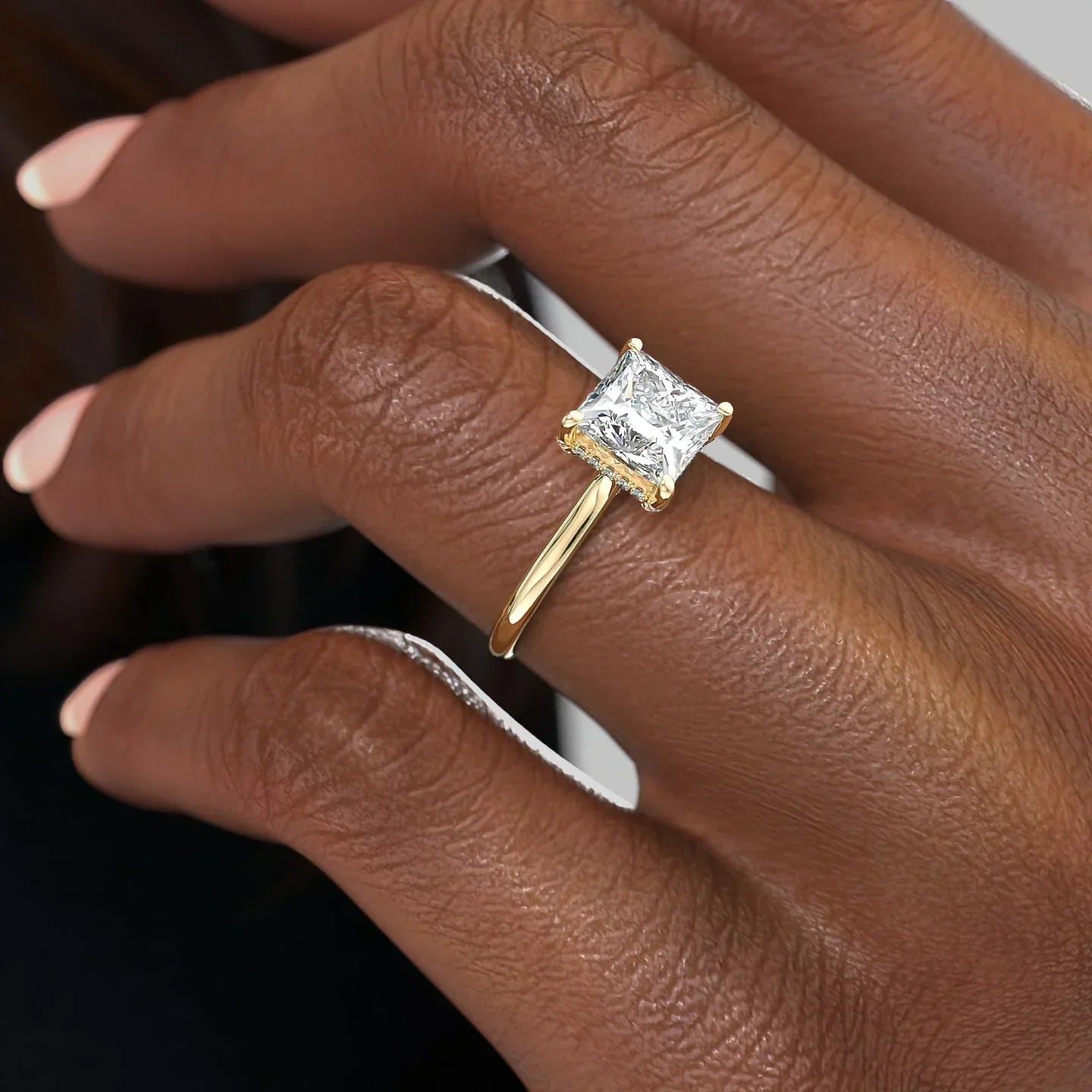 The Ellie Set  With A 3 Carat Princess 18K Yellow Gold Moissanite