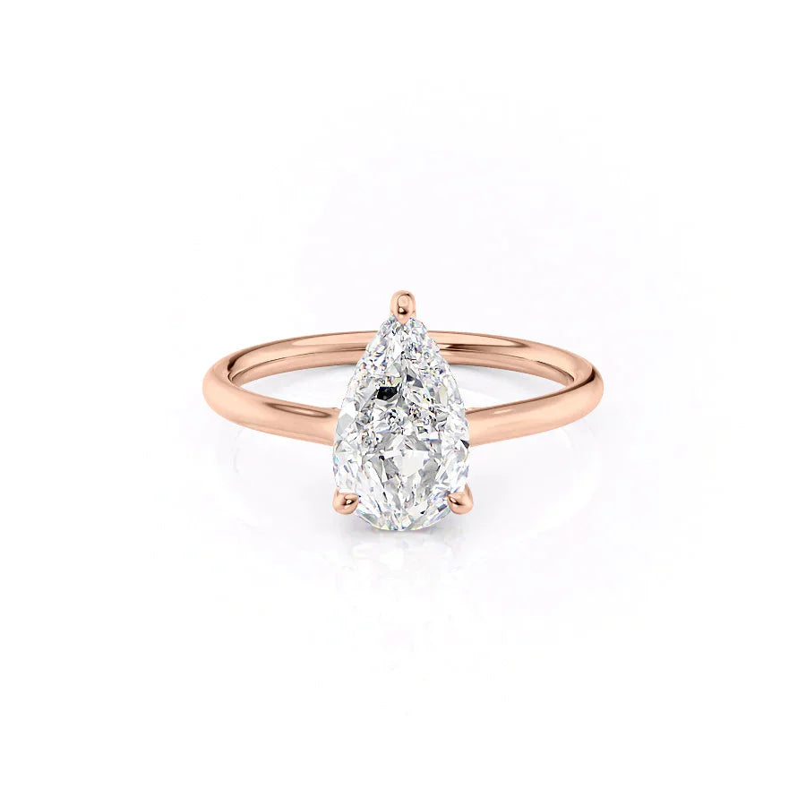 The Ellie Set  With A 5 Carat Pear 14K Rose Gold Moissanite