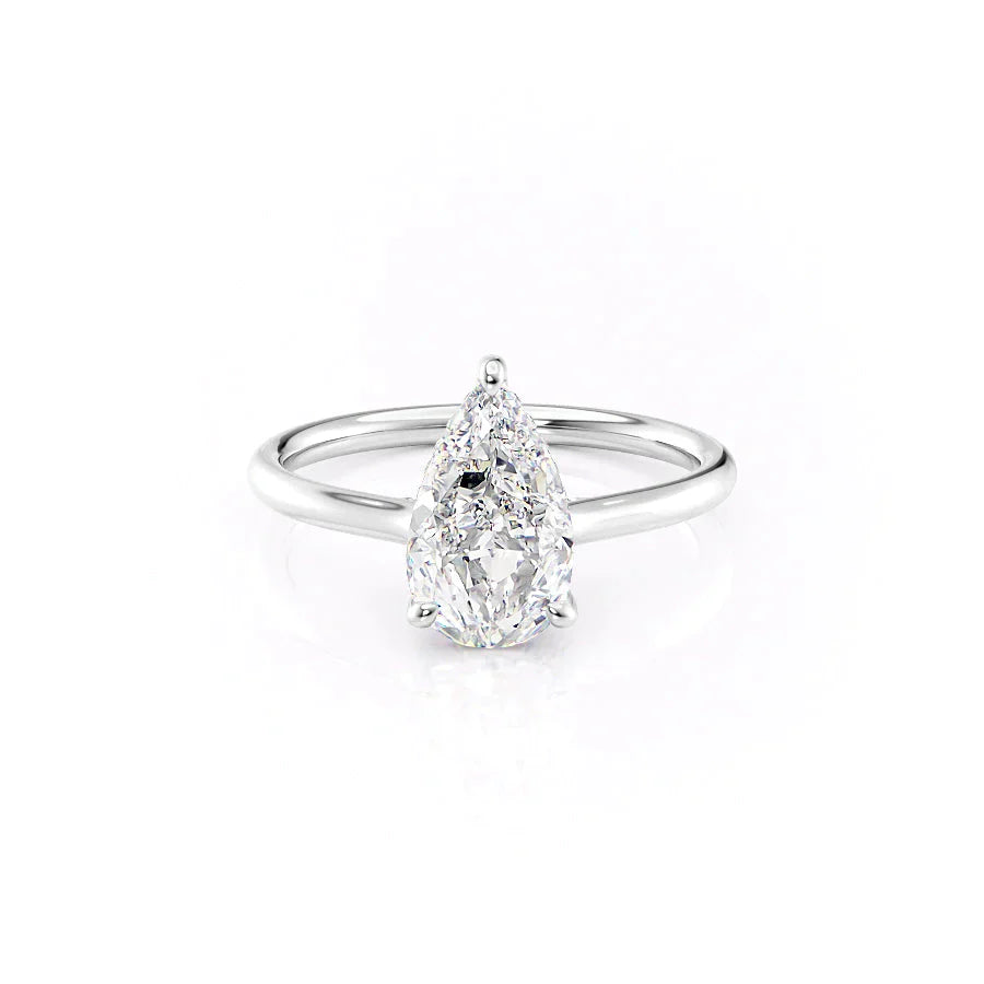 The Ellie Set  With A 4 Carat Pear 14K White Gold Moissanite