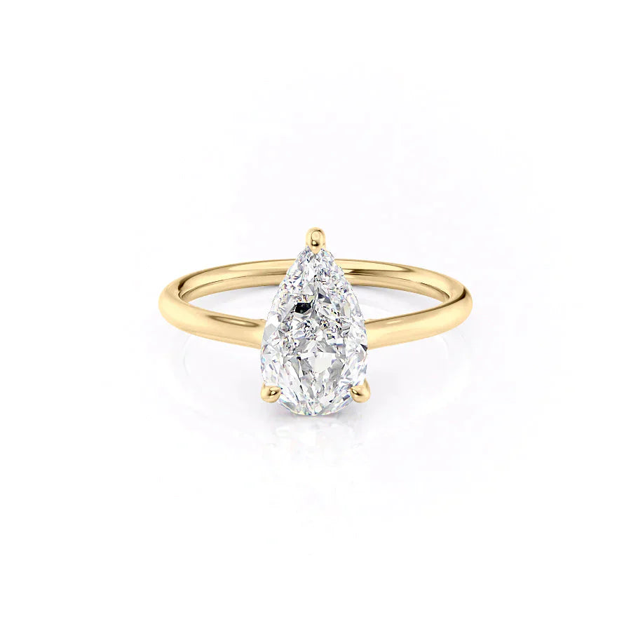 The Ellie Set With A 2 Carat Pear 18K Yellow Gold Lab Diamond