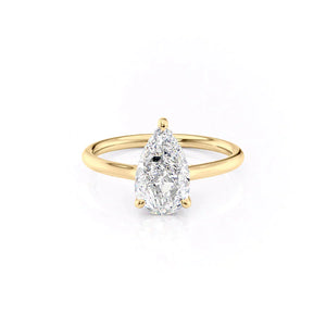 The Ellie Set  With A 2.5 Carat Pear 14K Yellow Gold Moissanite