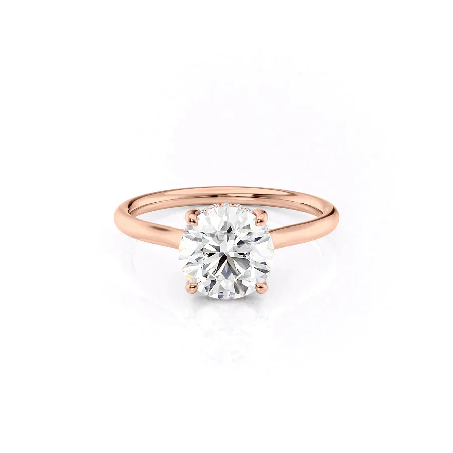 The Ellie Set With A 2.5 Carat Round 14K Rose Gold Lab Diamond