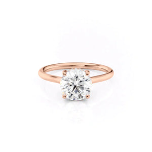 The Ellie Set With A 2 Carat Round 14K Rose Gold Lab Diamond
