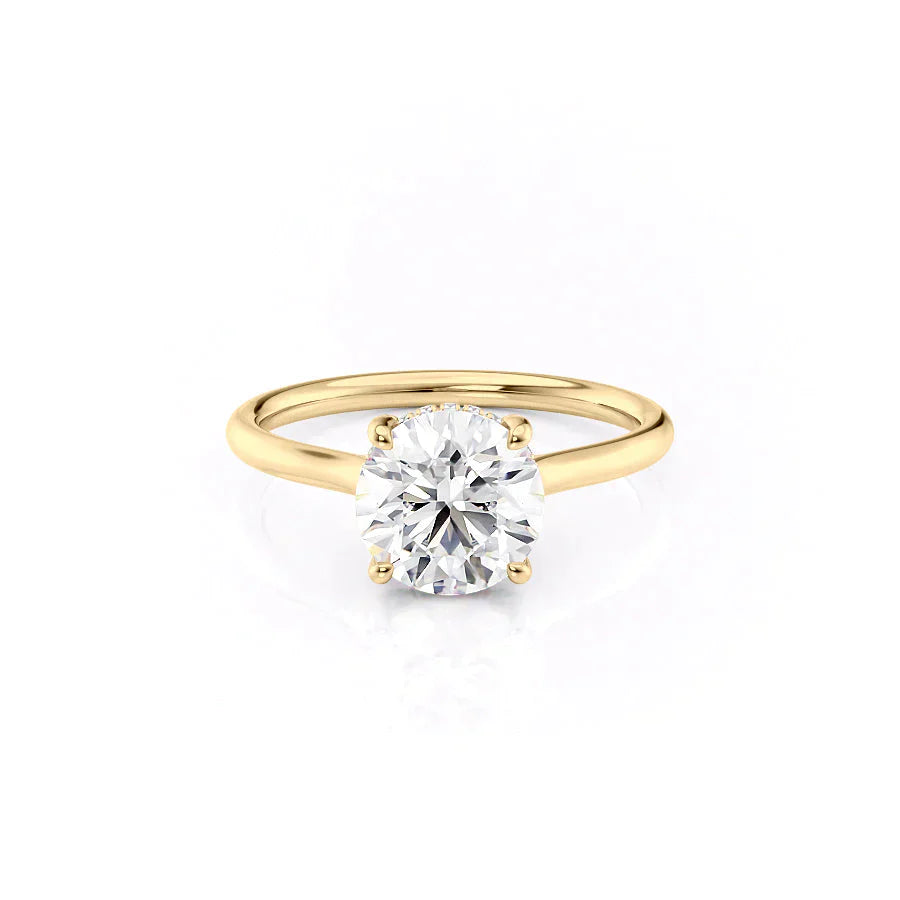 The Ellie Set With A 2 Carat Round 18K Yellow Gold Lab Diamond