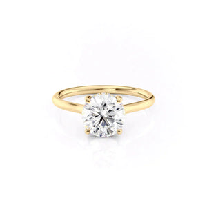 The Ellie Set With A 2 Carat Round 18K Yellow Gold Lab Diamond
