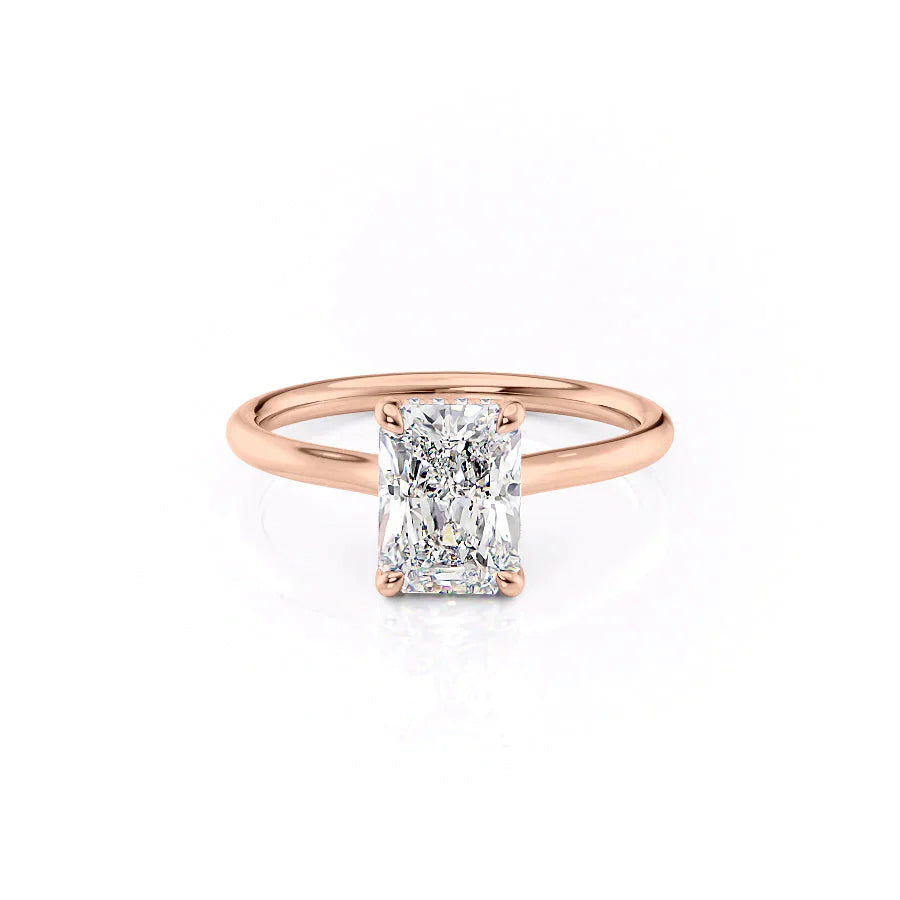 The Ellie Set With A 2.5 Carat Radiant 14K Rose Gold Lab Diamond