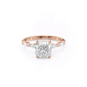 The Lucia Set Marquise  With A 3.5 Carat Cushion 14K Rose Gold Moissanite