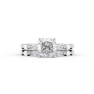 The Lucia Set With A 3 Carat Cushion 14K White Gold Lab Diamond