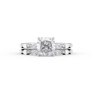 The Lucia Set With A 1 Carat Cushion 14K White Gold Lab Diamond