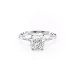 The Lucia Set With A 1.5 Carat Cushion 14K White Gold Lab Diamond