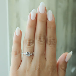 The Lucia Set With A 3 Carat Cushion 14K White Gold Lab Diamond