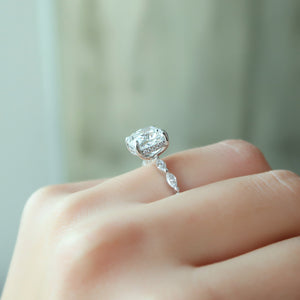 The Lucia Set With A 3 Carat Cushion 14K White Gold Lab Diamond