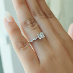 The Lucia Set With A 3 Carat Cushion 14K White Gold Lab Diamond