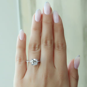 The Lucia Set With A 3 Carat Cushion 14K White Gold Lab Diamond