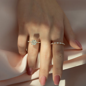The Lucia Set With A 1 Carat Cushion 18K Yellow Gold Lab Diamond