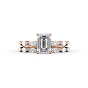 The Lucia Set With A 2 Carat Emerald 14K Rose Gold Lab Diamond
