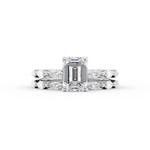 The Lucia Set With A 2 Carat Emerald 14K White Gold Lab Diamond
