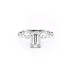 The Lucia Set With A 2.5 Carat Emerald 18K White Gold Lab Diamond