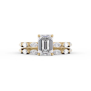 The Lucia Set With A 3 Carat Emerald 18K Yellow Gold Lab Diamond